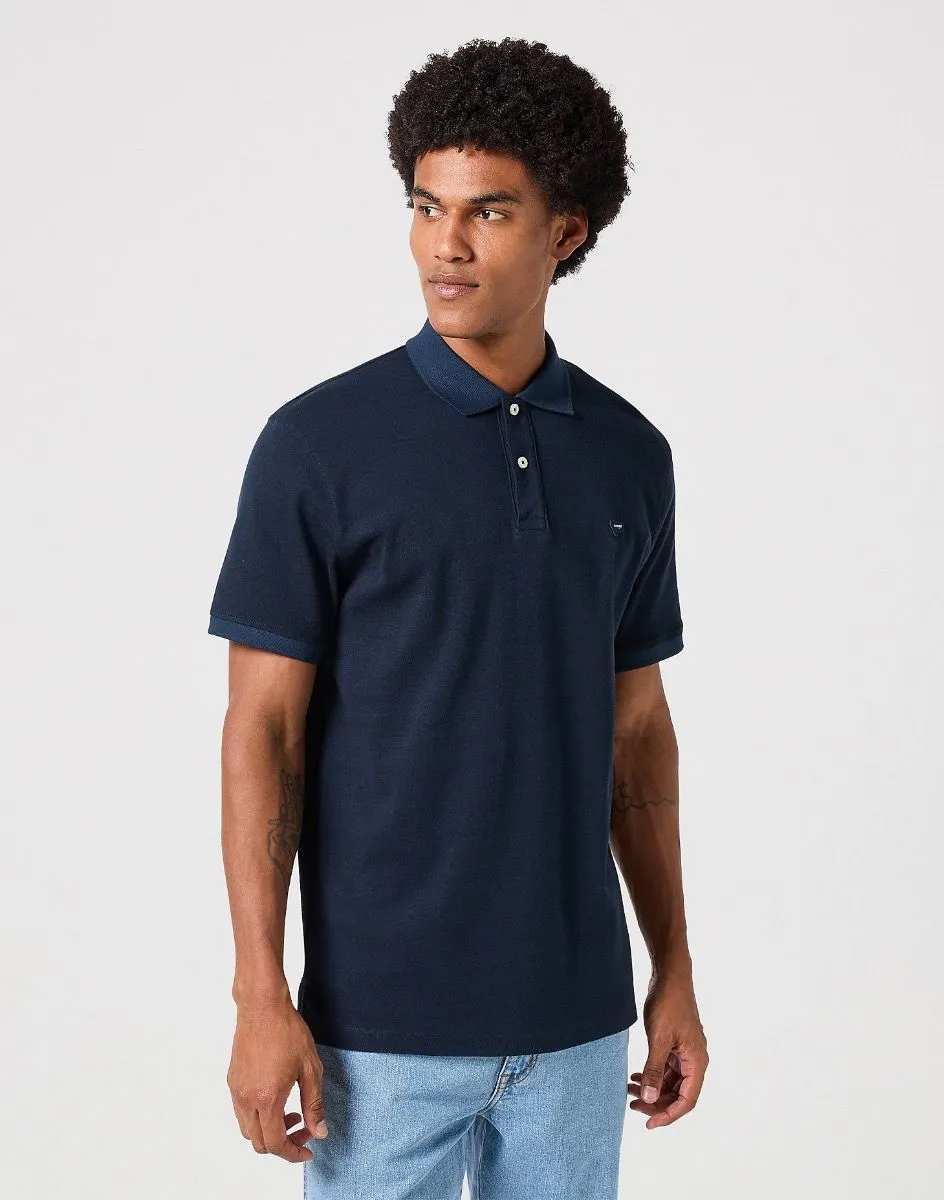 Wrangler Black Iris Tipped Short Sleeve Polo Shirt