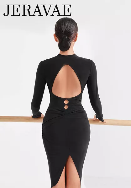 ZYM Latin Dance Practice Dress #2262 - Lace V-Neckline, Open Back, Cutouts PRA 781